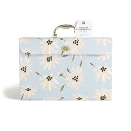 U Brands Expanding 19 Pocket Fashion File Folder, Blue Gilded Spring, 15.4” x 10.5”