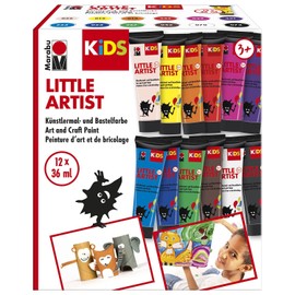 Marabu 0305000000102 KiDS Little Artist Paint and Craft Paint Set, 12 x 75 ml, Vegan, Dries Quickly, Non-Toxic, for Children from 3 Years