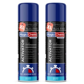 Magic Chems CA Glue Accelerator Spray (2 x 16.9 fl oz), Cyanoacrylate Super Glue Accelerator Spray, Adhesive Activator, CA Glue Activator (2 Pack)
