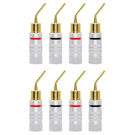 Yetaha Banana Plug 2mm Pin Pure Copper Speaker Plug 24K Gold Plated Speaker Terminal Audio Cable Terminal Plug Set of 8