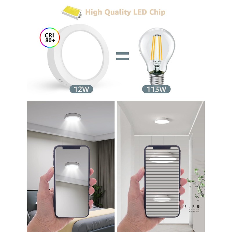 Aigostar LED Ceiling Light, 12 W Ceiling Light, 6500 K,