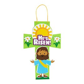 Fun Express HE'S RISEN CROSS CK - Craft Kits - VBS Vacation Bible School Supplies/Decor - 12 Pieces
