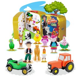 LUPPA La Granja de Zenon, Set de Figuritas de Acción y Aventura para Niños, 12 Figuritas + Lonchera Edición Limitada Color Dorado | Zenon, Vaca Lola. Bartolito, Lorito Pepe y mas