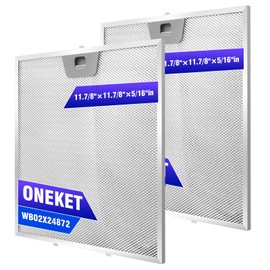 WB02X24872 Range Hood Grease Filter Replacement - 2 Pack, Fits 11 7/8 x 11 7/8 x 3/8 Inch Vent Hoods