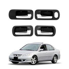 Gledewen Juego de manijas de puerta interior (4 piezas), Compatible con Honda Civic Sedan 2001-2005, Manijas interiores negras delanteras y traseras lado izquierdo del conductor y lado derecho del