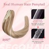 SEGOHAIR Human Hair Claw Clip Ponytail Extension 100% Real Human