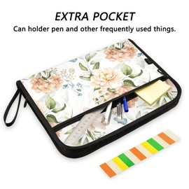 ZZKKO 13 Pockets Expanding File Folder Pink Blush Flowers with Labels Accordion File Folder Document Organizer Letter Size A4 Papers Expandable File Keeper