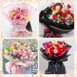 cridoz cridoz 195Pcs Flower Bouquet Accessories, 40 Floral Wrapping Paper, 4 Gold Crowns, 48 Butterfly Decorations, 100 Flower Pins and 3 Ribbons for Bouquets, Florist Supplies