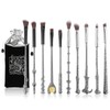 [10 PCS] Makeup Brush Set Metal, Silver Handle Wizard Wand