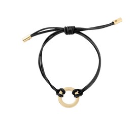 Oventure Cord Bracelet – Adjustable Leather Double Cord with O-Ring, Interchangeable Charm Bracelet for Women (Black)
