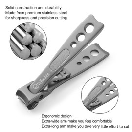 Toe Nail Clipper for Thick Nails, Toenails, Ingrown Toenails - Surgical Grade Stainless Steel, Wide Opening, Long Handle, Sharp & Sturdy Nail Clipper for Men & Women, Silver, 18-Month Replacement Warranty