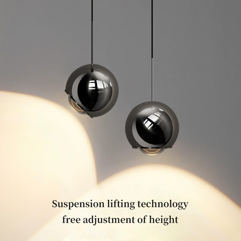 ziidoo Modern Black Pendant Light Globe Chandelier,90 Degree Rotation Arbitrarily