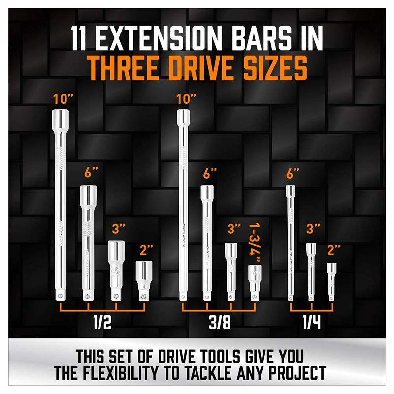 HORUSDY 20-Piece Socket Extension Bar Set, 1/4", 3/8" and 1/2"
