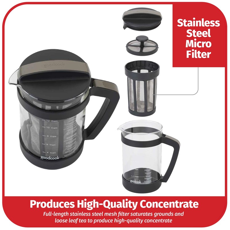 Goodcook Koffe 1.5L Glass Cold Brew Coffee Maker with BPA-Free