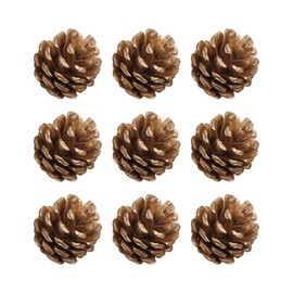 YeahiBaby 9 x Pine Cones Christmas Tree Decorations Natural Pine Cones Christmas Decoration Advent Decoration Christmas Tree Pendant 4 cm (Gold)