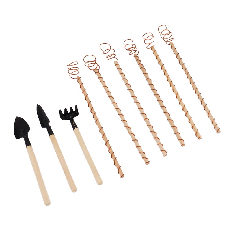 6PCS Electroculture Plant Stakes 10 Inch Natural Wood Stake Wrapped