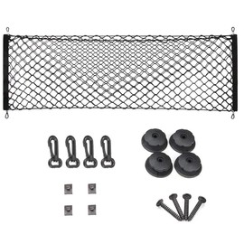 Techson Heavy Duty Stretchable Cargo Net with Hooks & Carabiners - 50 x 110cm Elastic Nylon Mesh Organizer for Truck Bed, SUV, Trunk, Car Roof, Luggage, Groceries - Universal Fit, Secure Storage