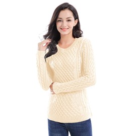 v28 Women Crew Neck Korea Knit Stretchable Elasticity Long Sleeve Sweater Jumper (M, Beige)