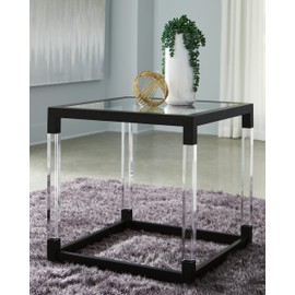 Ashley Furniture Industries Signature Design by Ashley Nallynx Contemporary Glass End Table, Black