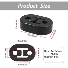 VBGURR 4 Pcs Exhaust Hanger 2 Holes Car Exhaust for Most Cars Truck Van Portability Exhaust Rubber Mount Mini Rubber Exhaust Pipe Hanger（Black）