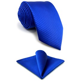 S&W SHLAX&WING Neckties Set Solid Blue Navy for Suit Ties Pack Dark Fringe Classic