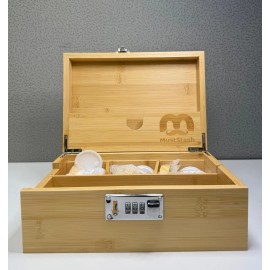Urban Sombrero Bamboo Stash Box by MustStash, with Combination Lock and Rolling Accessories