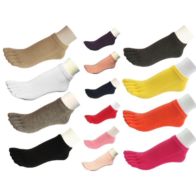 COUVER 5 Finger Pink Men's/Women's No Show Toe socks Premium