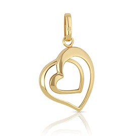 NKlaus 4858 Double Heart Pendant Necklace 15 x 13 mm 333 Yellow Gold, Precious metal