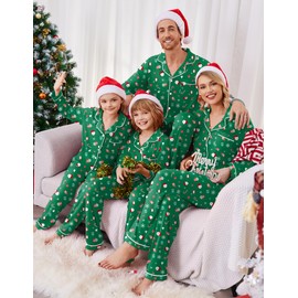 Ekouaer Family Christmas Pajamas Matching Xmas Tree and Fun Deer Pjs for Holiday Festival(Men/Women/Green,M)