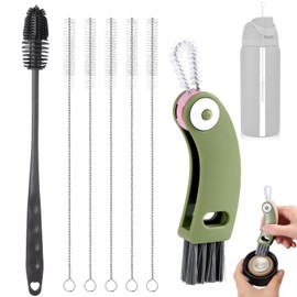 Gosknor 7 Pack Water Bottle Cleaner Brush Set, Extra Long Silicone Cup Brush with Multiple-Use Cup Lid Cleaning Brush & Straw Brush for Owala FreeSip 24oz/32oz/40oz