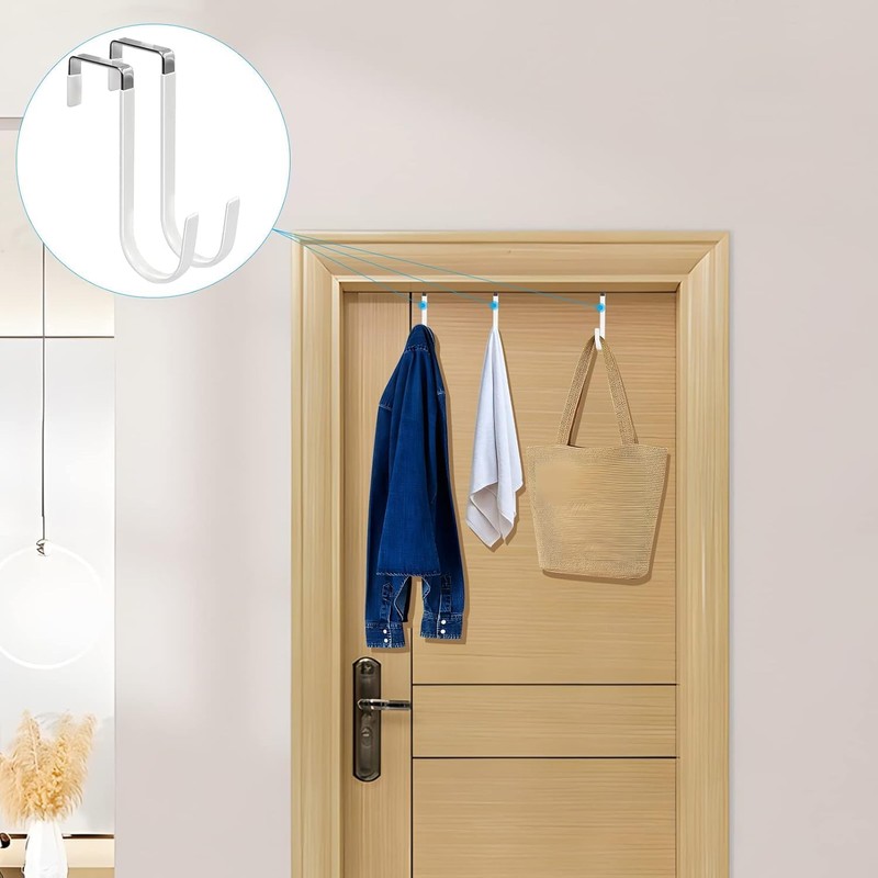 Gancho para Puerta Timotech Set de 4 Percheros Metálicos Blancos
