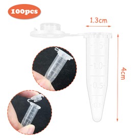 XPOOP 100 Pieces 1.5 ML Centrifuge Tubes, Micro Plastic Centrifuge Tube, Micro Test Tubes Sample Vial, Plastic Centrifuge Tubes, Plastic Test Tube Centrifuge Vial, Laboratory Centrifuge Tubes
