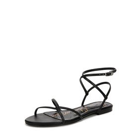 Sam Edelman Women's Ellina Flat Sandal, Black Leather, 7