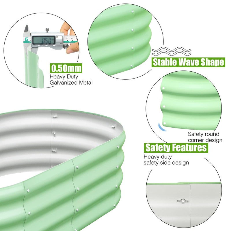 SnugNiture Galvanized Raised Garden Bed Outdoor, 2 Pcs 4x2x1ft Oval