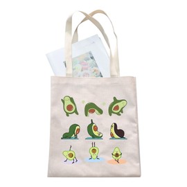 AKTAP Avocado Tote Bag Avocado Lover Reusable Shopping Bag Yoga Lovers Canvas Bag Avocado Yoga Gift (Avocado Tote Bag)