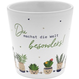 Gruss & CO Flower Pot Motif Special Stoneware, 10 cm, Multicoloured, Gift, Decoration, Birthday Gift, 48242