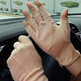IPENNYE Men's UV Cut Gloves, Fingerless, Half Finger Gloves, Thin Mesh, Smartphone Gloves, Sunscreen Gloves, Anti-Sweat Gloves, For Rough Sweating, Palm Gloves, Anti-Slip, For Games, Motorcycles,