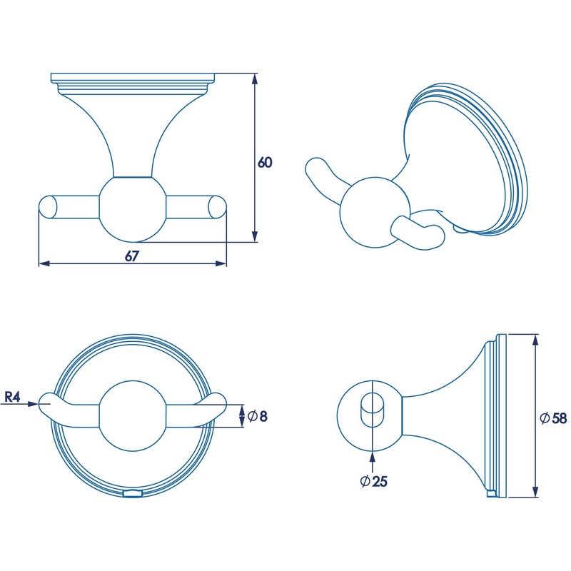 Croydex Westminster Wall Mounted Robe Hook with Zinc Alloy Construction,
