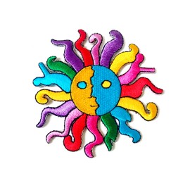TH The Sun and Moon Retro Boho Psychedelic Hippie Patches Applique Embroidered Sew on Iron on Patch for Backpacks Jeans Jackets Clothing Costume