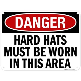 Danger Hard Hats Must Be Worn In this Area OSHA Sign, 18x24 Inches, 55 mil thick HDPS (high density polystyrene), Made in USA by My Sign Center