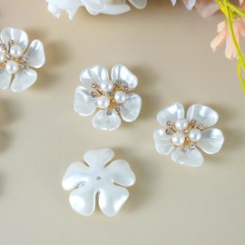 20Pcs Pearl Rhinestone Embellishments Flower Flatback Rhinestone Charms for Jewelry Making Clothes Decoration
