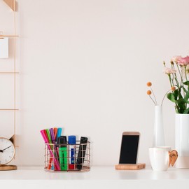 Relaxdays Pen Holder, 2 Compartments, Brush Holder, Cosmetics, Metal, Pen Cup Desk, H x D: 9 x 15 x 8 cm, Rose Gold, 100% Iron, Copper