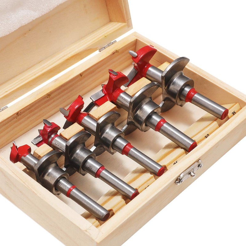 TOPWAY Forstner Bits Set 5PCs, 15-35mm Cemented Carbide Adjustable Positioning