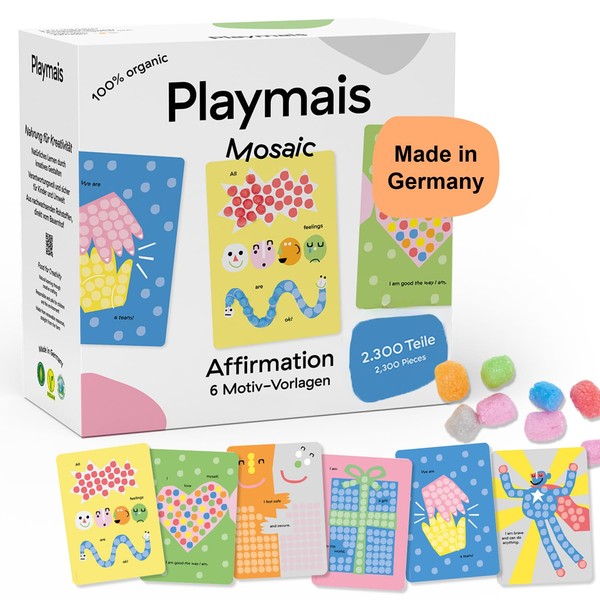 Playmais Mosaic Affirmation Cards, 2300 Pieces, Craft Set, Natural Toy,