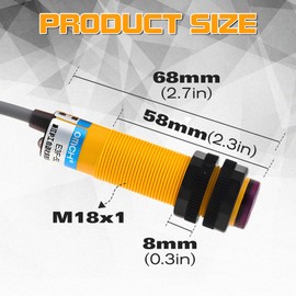 Teengse 1 Pair M18 Photoelectric Sensor E3F-5DN1-5L, Infrared Through-Beam/Reflective Switch, 6-36VDC NPN NO Proximity Switch with mounting Bracket (Inductive Distance 5M)