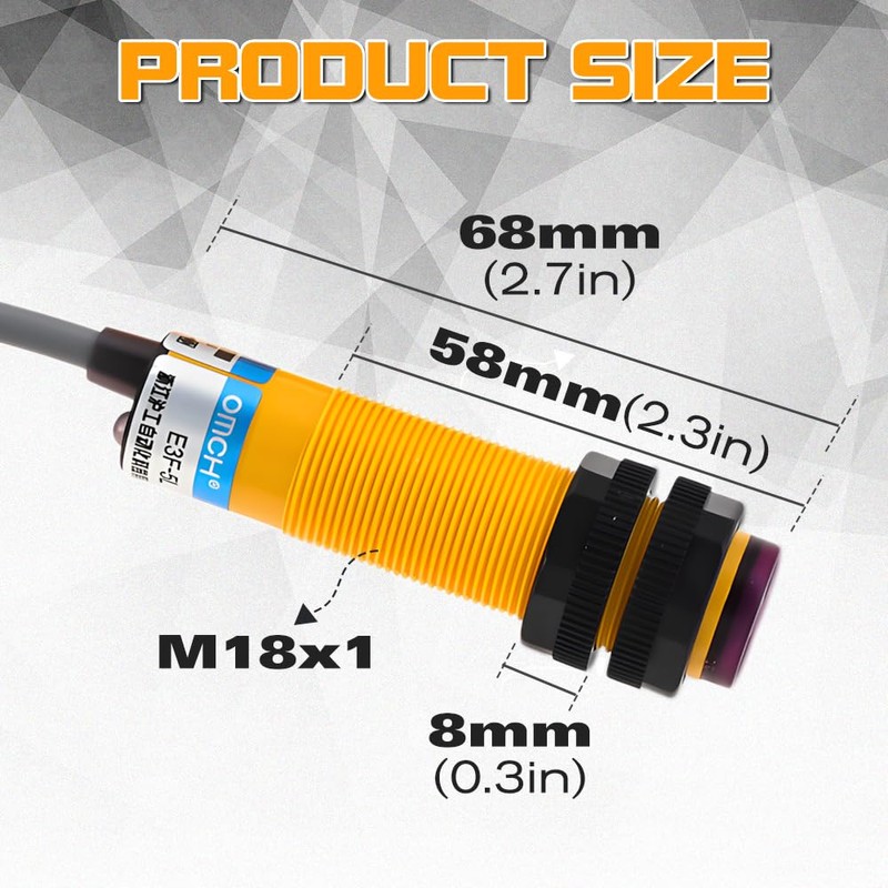 Teengse 1 Pair M18 Photoelectric Sensor E3F-5DN1-5L, Infrared Through-Beam/Reflective Switch,