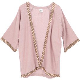 GURU SHOP Short Kimono, Cardigan, Open Cotton Kimono, Women, Black, Cotton, Size: One Size, rosewood