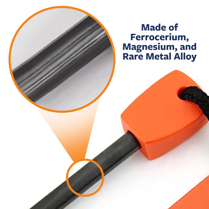 Prep-Right Survival - Mini Alloy Ferrocerium Flint Fire Starter, Thick