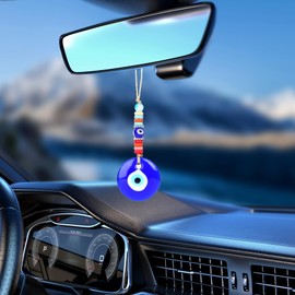SANDOO Evil Eye Car Hanging Ornament - Evil Eye Car Accessories for Women Girls Men,Evil Eye Protection Amulet,Glass Evil Eye Bead,Rear View Mirror Charms Hanger