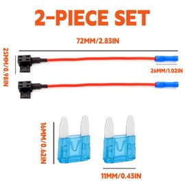 2 Pcs Car Fuses Tap, Micro Dual-Slot Fuse Piggy Back Adapter, 10 AMP ATM Mini Blade Fuse Holder, Add-a-Circuit Fuse Tap Adapter Kit for Auto Cars, Trucks, Boats, Easy Installation